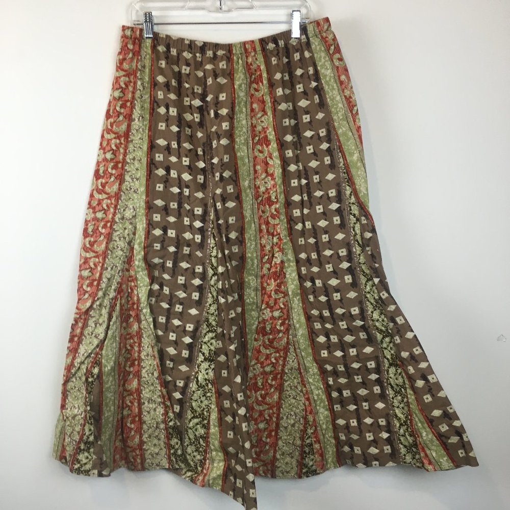 JM Collections Pull On Godet Lined Cotton Skirt Size 14 - Picture 6 of 9